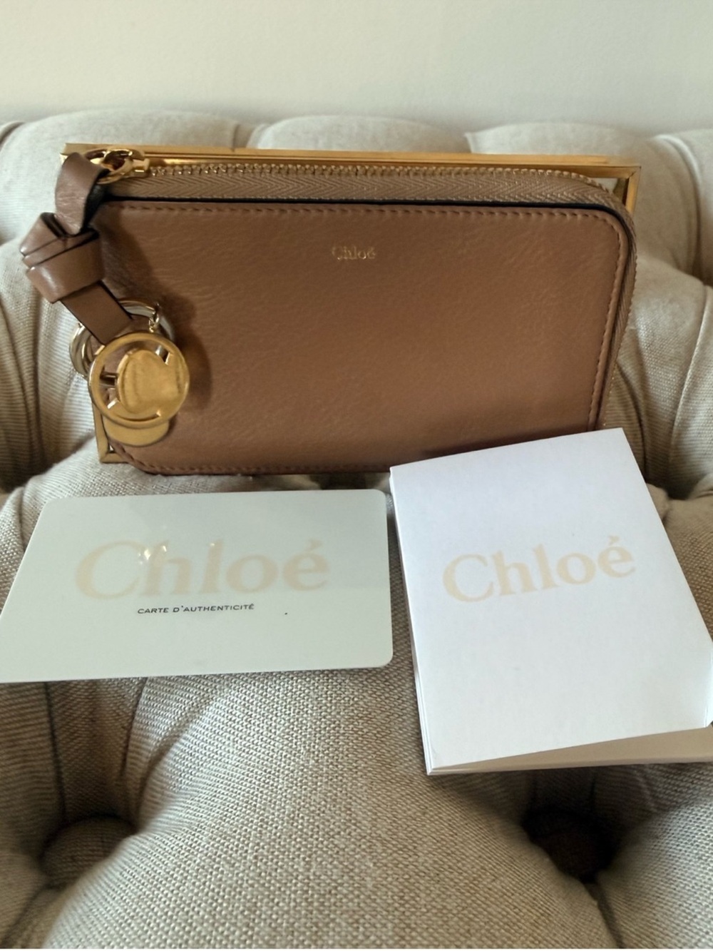 Authentic Chloé Small Alphabet Zip Leather Card Holder Wallet